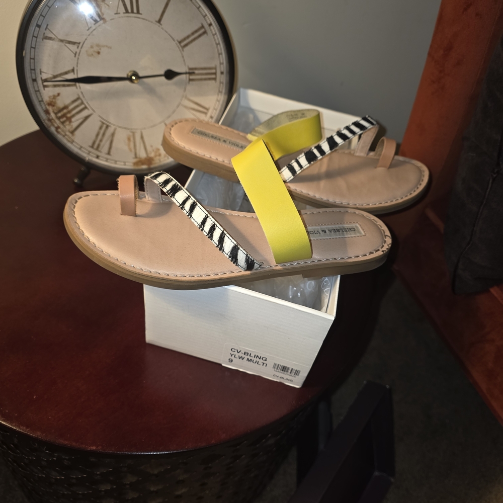 Yellow and Zebra Print Sandals